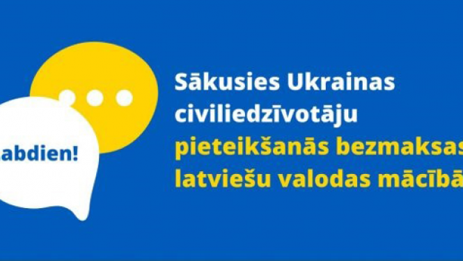 Informatīvs materiāls par iespēju Ukrainas civiliedzīvotājiem mācīties latviešu valodu