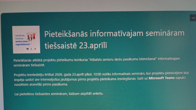 Foto atspoguļo pieteikšanos semināram