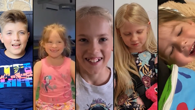 Ekrānšāviņš ar bērniem no video sveiciena