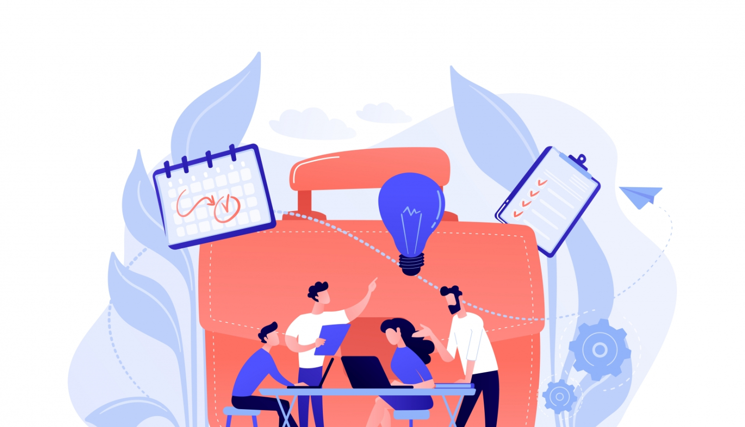 Grafisks attēls ar cilvēkiem, kuri domā idejas