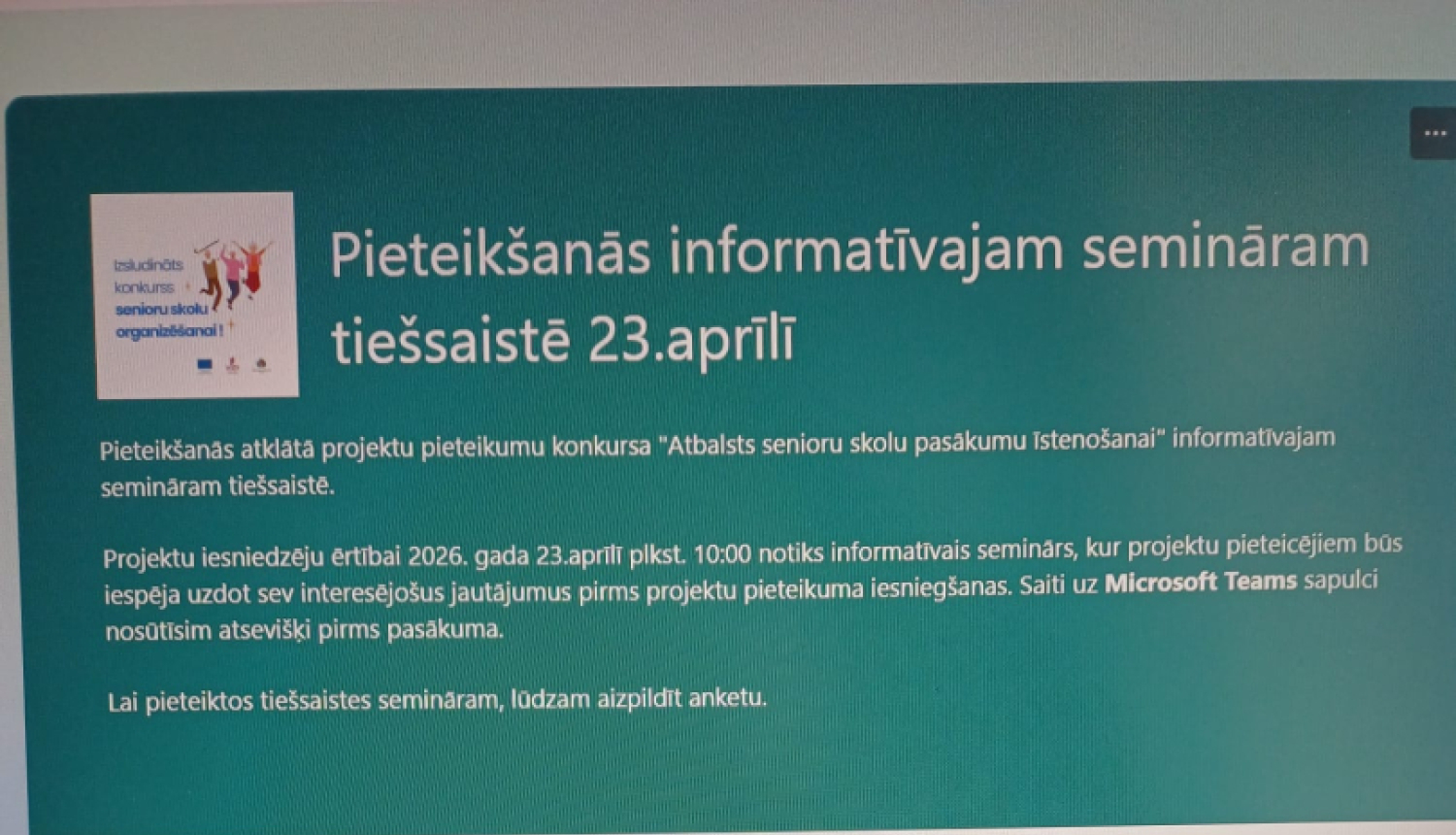 Foto atspoguļo pieteikšanos semināram