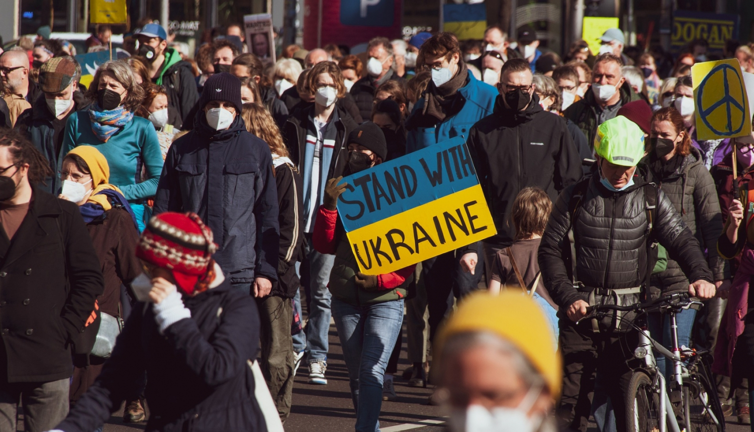 Protestētāji pret karu Ukrainā